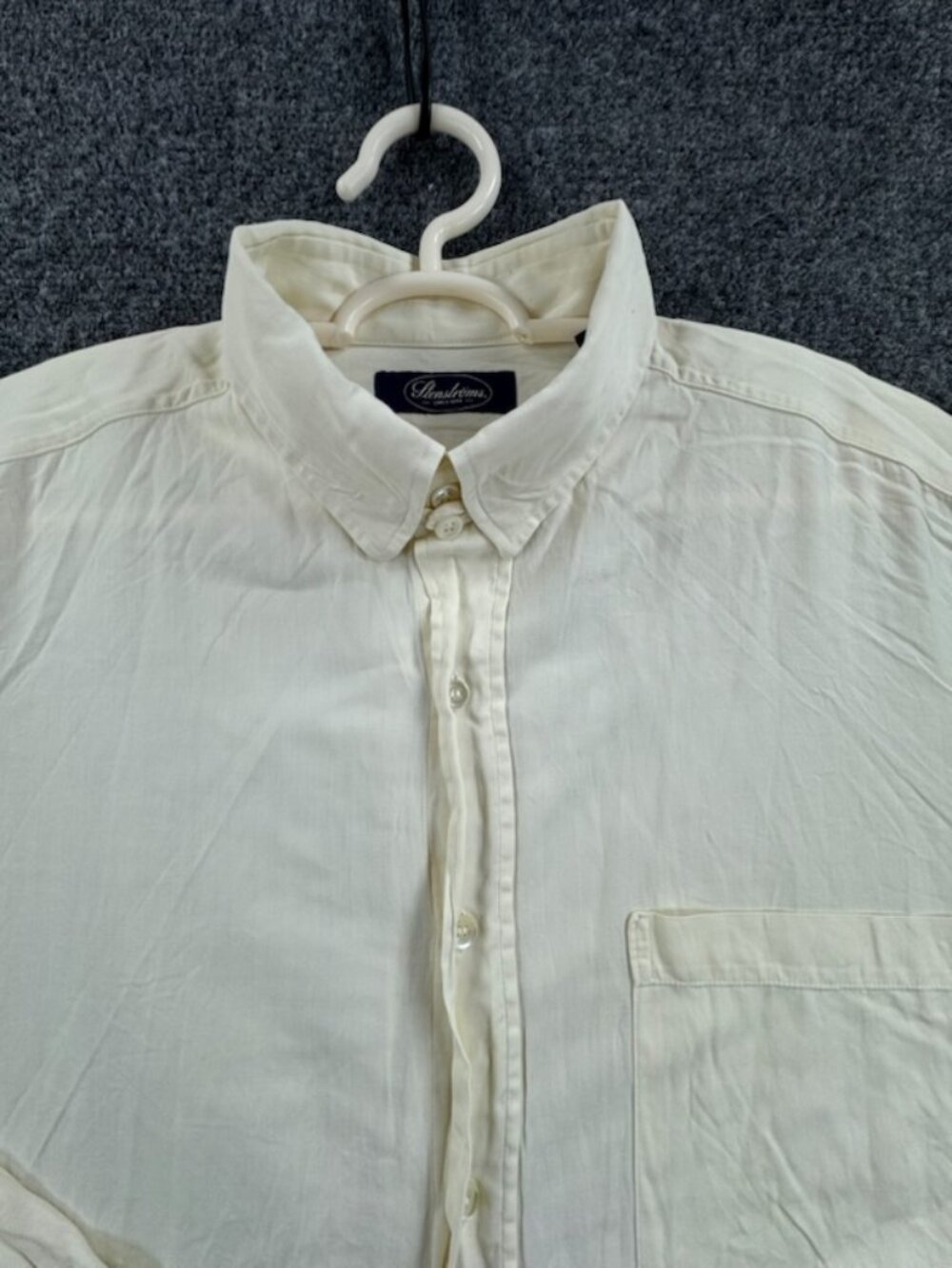 Stenstroms Tab Collar Cotton 16 Button-Down Yellow Men Long Sleeve Shirt Pocket